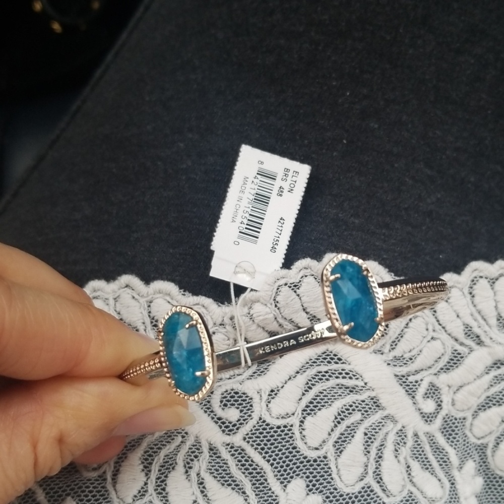 Kendra Scott Aqua Apatite Elton gold cuff bracelet NWT
